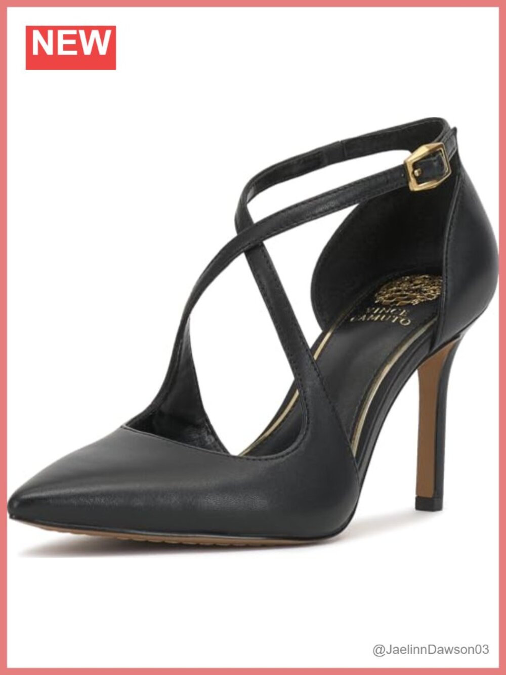 Leather Stiletto Heel Pointed Toe Pump Buckle Closure 3.4" Heel